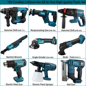 Kit <span class=keywords><strong>de</strong></span> Herramientas Eléctricas Inalámbricas <span class=keywords><strong>Makita</strong></span> <span class=keywords><strong>de</strong></span> 18V, Taladro, Amoladora, Sierra Circular, Destornillador, Llave Inglesa, Juego Completo <span class=keywords><strong>de</strong></span> Herramientas para Construcción - Product Image 4