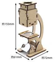 Microscope en bois pour expériences n°2 E200 pour les élèves du primaire et du secondaire, kit de bricolage fait main, petit jouet éducatif scientifique