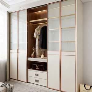 BALOM Modern Luxury Custom <b>White</b> Panel Design With Dressing Table Storage Drawers and Open Display for <b>Bedroom</b> Walk in Closet - Product Image 4