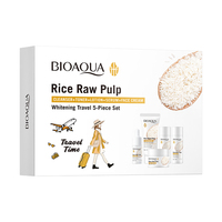 BIOAOUA Kit de Soins Éclaircissants Vegan au Riz, AHA & Vitamine C – Crème Visage à l'Acide Tranexamique pour Éclaircir la Peau et Soin des Pores – Format Voyage