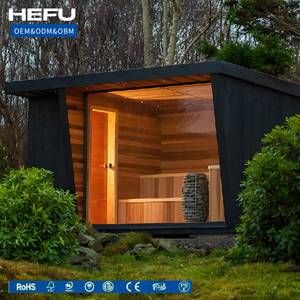 Buiten sauna van rode cederhout, 6-persoons, met elektrische verwarming, <span class=keywords><strong>spa</strong></span> baden, sauna, buiten, relax, nat, verlicht, houten sauna voor buiten. - Product Image 1