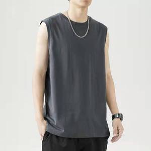 T-shirt vintage délavé pour homme <span class=keywords><strong>Joy</strong></span> Chuang, en coton 220g, gilet décontracté surdimensionné personnalisé, motif uni, vente en gros, design sans manches - Product Image 3