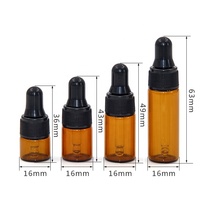 Flacon compte-gouttes en verre ambré 1ml 2ml 3ml 5ml, flacon compte-gouttes en verre pour huile essentielle, échantillon de parfum, cadeau, flacon en verre ambré avec pipette