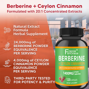 ผู้ผลิตอาหารเสริมเบอร์เบอรีนและอบเชยซีลอน สนับสนุนสารต้านอนุมูลอิสระ 120 แคปซูลเบอร์เบอรีนและอบเชยซีลอน - Product Image 4