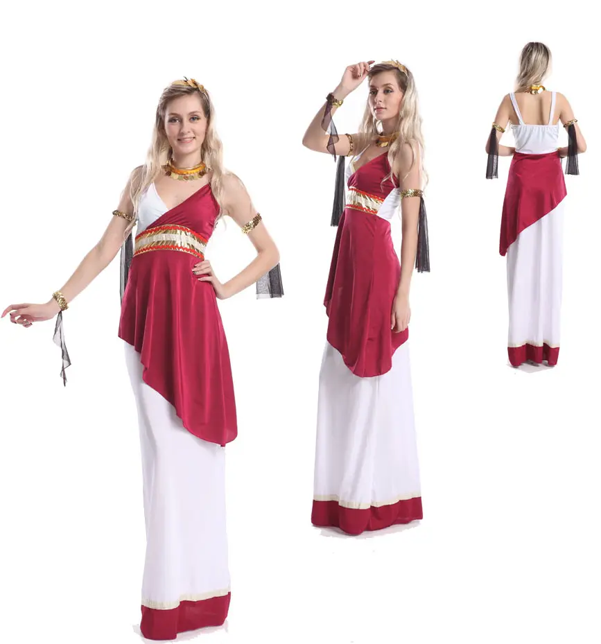 Ecowalson fantasia para mulheres adulto grego romano toga imperatriz, traje de festa