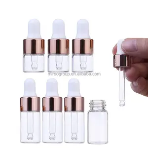 1ml 2ml 3ml 5ml Amber Clear Dropper Vials Rose Gold Cap Drop Eye Liquid Pipette Essential Oil packaging Bottle