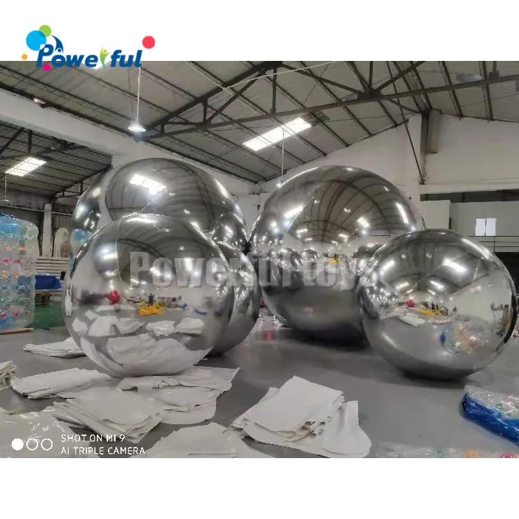 3m diameter silver pvc big mirror balloon high quality inflatable mirror ball