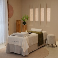 Ensemble complet 4 pièces blanc crème pour table de massage et lit, ensemble de literie de qualité supérieure pour salon de beauté