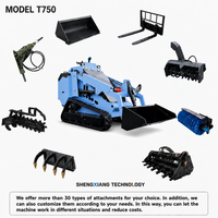 Mini-chargeuse compacte sur chenilles T750 pour petites exploitations agricoles et jardins, 0,15 m³ – Chargeuse sur roues ou chenilles compacte pour neige