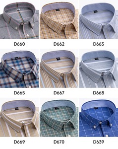 Camicia da <span class=keywords><strong>Uomo</strong></span> Oxford in 100% Cotone Primavera Estate a Manica Corta o Lunga Vestibilità Aderente a Quadri <span class=keywords><strong>Casual</strong></span> da <span class=keywords><strong>Uomo</strong></span> d'Affari Antirughe Tinto in Filo - Product Image 6