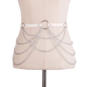 Cuero PU estilo Punk moda para niñas cinturón de cadena de cintura ajustable para mujer Lencería gótica ligas arnés de cuerpo Sexy - Product Image 6