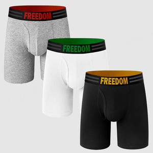 Calzoncillos de algodón y LICRA para hombre, ropa interior elástica de alta calidad, transpirable, color negro sólido, bóxer para hombre - Product Image 3