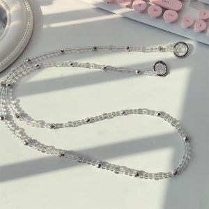 Elegantes Damen-Handyband mit Silberperlen Personalisiertes Modisches Schlüsselband mit Transparenter Perlenkette - Product Image 4