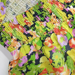 Fabricant de robes sur mesure, jupe en coton et lin élastique pour femmes, robe d'été à manches bouffantes, robe élégante verte décontractée pour femmes - Product Image 4