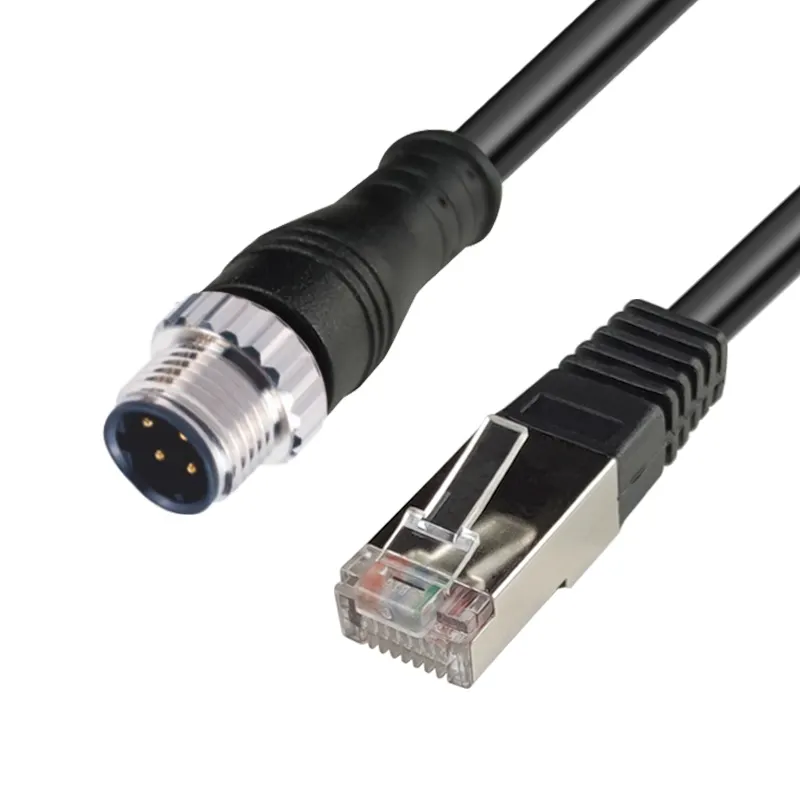 M12 ethernet cable lan network d code 4pin m12 d-code to rj45 connector m12 to rj45 d coding 4 pin m12 rj45
