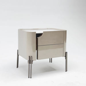 طاولة بجانب السرير عصرية وبسيطة فاخرة مع تشطيب لامع ، لوحة خشبية للمنزل - Product Image 2