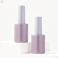 Échantillon Gratuit OEM ODM – Flacons en Verre Cylindriques de Luxe 15ml Rose Scintillant pour Ongles, Contenants Vides pour Gel UV avec Pinceaux et Bouchons Argentés