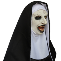 Masque intégral en latex Valak, style nonne, pour Halloween, motif fantôme féminin effrayant, accessoire de fête, respirant, tendance, 18+