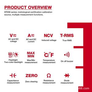 HABOTEST Ht206D pince numérique multimètre courant alternatif et continu électricien ampèremètre <span class=keywords><strong>condensateur</strong></span> de température NCV600A caractéristiques de mesure - Product Image 2
