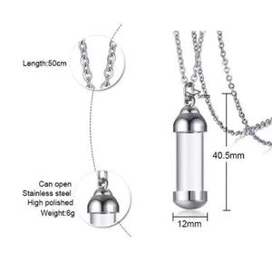 Kalung Botol Kaca Terbuka yang Dapat Diisi Sesuai Pesanan untuk Wanita/Pria, Liontin Botol Abu Kenangan, Perhiasan Urn Kremasi Hewan Peliharaan, Hadiah Kenang-kenangan - Product Image 1