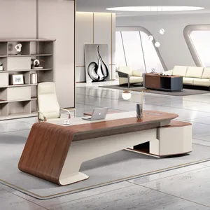 Mesa de oficina ejecutiva de alta calidad, muebles modernos de madera en forma de L, gerente de esquina, jefe ejecutivo