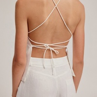 Ropa Sexy para mujer, Top con tirantes cruzados en la espalda, Top corto sin mangas con espalda descubierta