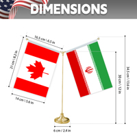 Table en forme de Y avec base en métal pour décorations de mini-drapeaux personnalisables (drapeau du Canada et d'Iran)