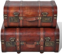 Coffret de rangement mini écologique poli, valise cadeau, coffre de voyage classique en contreplaqué marron antique, recyclable