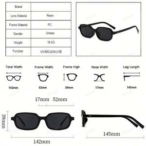 Gafas de Sol Rectangulares Pequeñas con Logotipo Personalizado, Color Caramelo, Nuevas 2025, UV400, Remaches, Montura Pequeña, para Mujer - Product Image 5