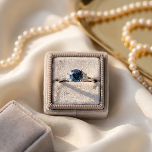 AADIHI JEWELS 1.70 CT Luxury <b>Blue</b> Brilliant Cut Mossonite Engagement Anniversary Cluster <b>Ring</b> Rhodium Plated Gold for Women - Product Image 4