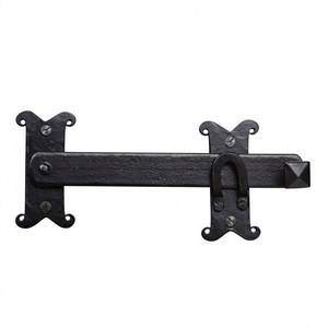 Loquet de porte vintage en fer, forme plate, finition oxyde noir, pour installation domestique, quincaillerie, outils, loquet de porte ou de portail - Product Image 1