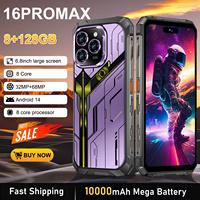 Téléphone mobile intelligent ultra robuste 16PROMAX, 8 Go de RAM, 128 Go de ROM, batterie LTE HD IP68 étanche, AMOLED 6,8 pouces