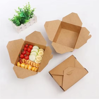 Boîtes alimentaires jetables en papier kraft imprimées sur mesure, résistantes à la graisse, pour restaurants, salades, fruits, nouilles, plats à emporter