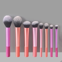 10pcs Set Kuas Makeup Gagang Pendek untuk Perjalanan, Kuas Kosmetik Maquiagem untuk Perjalanan