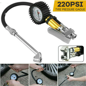 Gonfleur de pneus avec manomètre Mandrin à air robuste 220PSI Tuyau plus long <span class=keywords><strong>Accessoires</strong></span> pneumatiques - Product Image 3