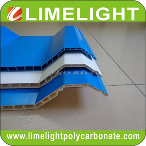 Tôle de toiture en PVC ondulé avec revêtement UV, structure à double paroi, bleu, blanc, bleu+blanc, fabriqué en Chine - Product Image 6
