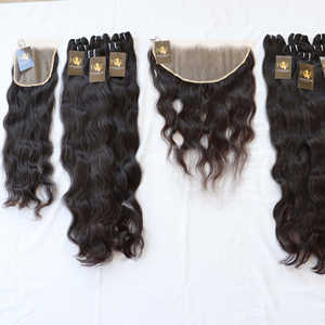 Cheveux vierges indiens bruts 4x45x56x67x7 Fermeture de dentelle HD transparente Cheveux vierges à cuticule alignée 13x413x6 Paquets de dentelle frontale Hd - Product Image 5