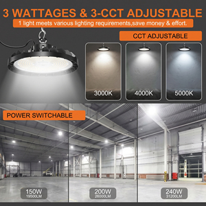 โคมไฟไฮเบย์ LED รูปทรงยูเอฟโอ กำลังไฟ 150W 240W 300W ได้รับการรับรอง ETL สำหรับแสงสว่างเชิงพาณิชย์ในคลังสินค้าอเมริกาเหนือ 5000K IP65 โคมไฟอุตสาหกรรม - Product Image 3