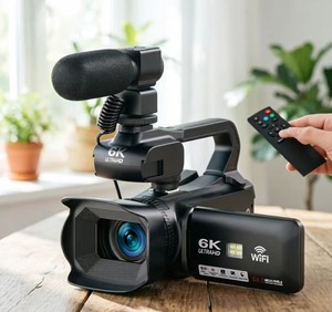Caméra de vlogging professionnelle pour débutants 6K 64MP avec écran tactile 4,0 pouces, zoom 18x, time-lapse et ralenti, caméra numérique infrarouge pour la vision nocturne - Product Image 1