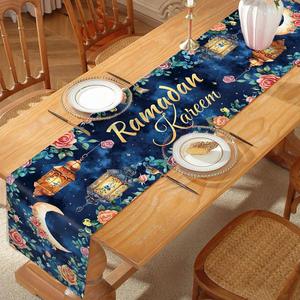 Nappe <span class=keywords><strong>de</strong></span> <span class=keywords><strong>table</strong></span> en polyester Ramadan 2026 180*35cm, Décoration Aïd Moubarak, Fournitures Ramadan, Nappe musulmane, Livraison directe - Product Image 1