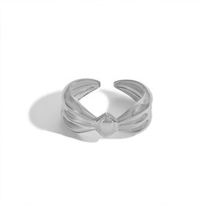 Dylam Fashion Minimalist 925 <b>Sterling</b> <b>Silver</b> Rhodium 18K Gold Plated <b>Adjustable</b> Bow Tie Polish Resizable Women <b>Rings</b> - Product Image 1