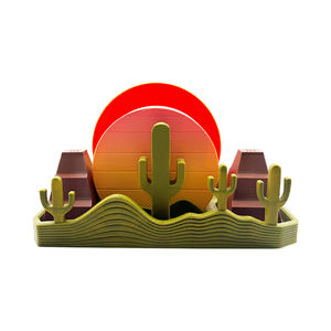 Juego de Posavasos con Diseño de <span class=keywords><strong>Atardecer</strong></span> Impreso en 3D - Incluye Abrebotellas Magnético |   Adorno Decorativo de Plástico - Product Image 2