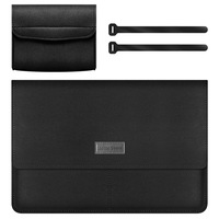 Housse fine pour ordinateur portable avec poches de rangement pour accessoires (souris, etc.) – Style mallette et sac messager classique en PU
