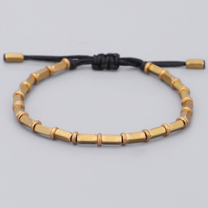 Bracelet porte-bonheur tressé à la main avec perles en cuivre pur et perles en laiton véritable, noué à la main - Product Image 1