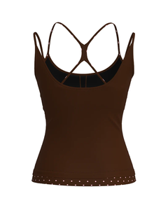 Débardeur de sport durable à double couche, bretelles spaghetti, avec bordure à pois, compression, maintien, extensible et anti-humidité - Product Image 4