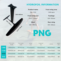 Planche à hydrofoil en carbone GUANYONG GY-PNG 1010 Axis PNG Foils 1430 cm² noire pour la navigation longue distance en aval et le paddle facile