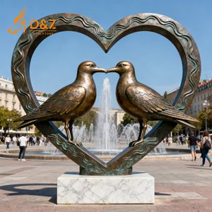 Escultura de Gaviota de Bronce de D&Z Art Group, Estatua de Pareja de Aves de Metal para Jardín Exterior, Decoración Artística Romántica para Paisajes de Parques - Product Image 5