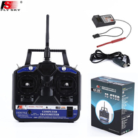 Ensemble émetteur radio FLYSKY FS-CT6B 2.4G 6CH et récepteur R6B AFHDS 2A avec câble de données USB pour hélicoptère RC, course FPV, plastique