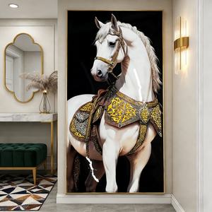 Nouvelle Peinture Murale Cheval Luxe Chambre à Coucher Peinture UV Animaux Modernes Luxe Peinture en Porcelaine Cristalline Peinture Décorative Lumineuse LED - Product Image 1