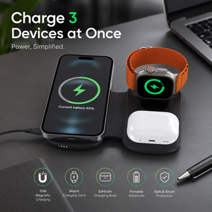 Nuevo Banco <span class=keywords><strong>de</strong></span> Energía Inalámbrico Magnético 3 en 1 <span class=keywords><strong>de</strong></span> 5000mAh con Silicona Plegable para <span class=keywords><strong>iPhone</strong></span> 17 16 15 Pro Max (2026) - Product Image 4